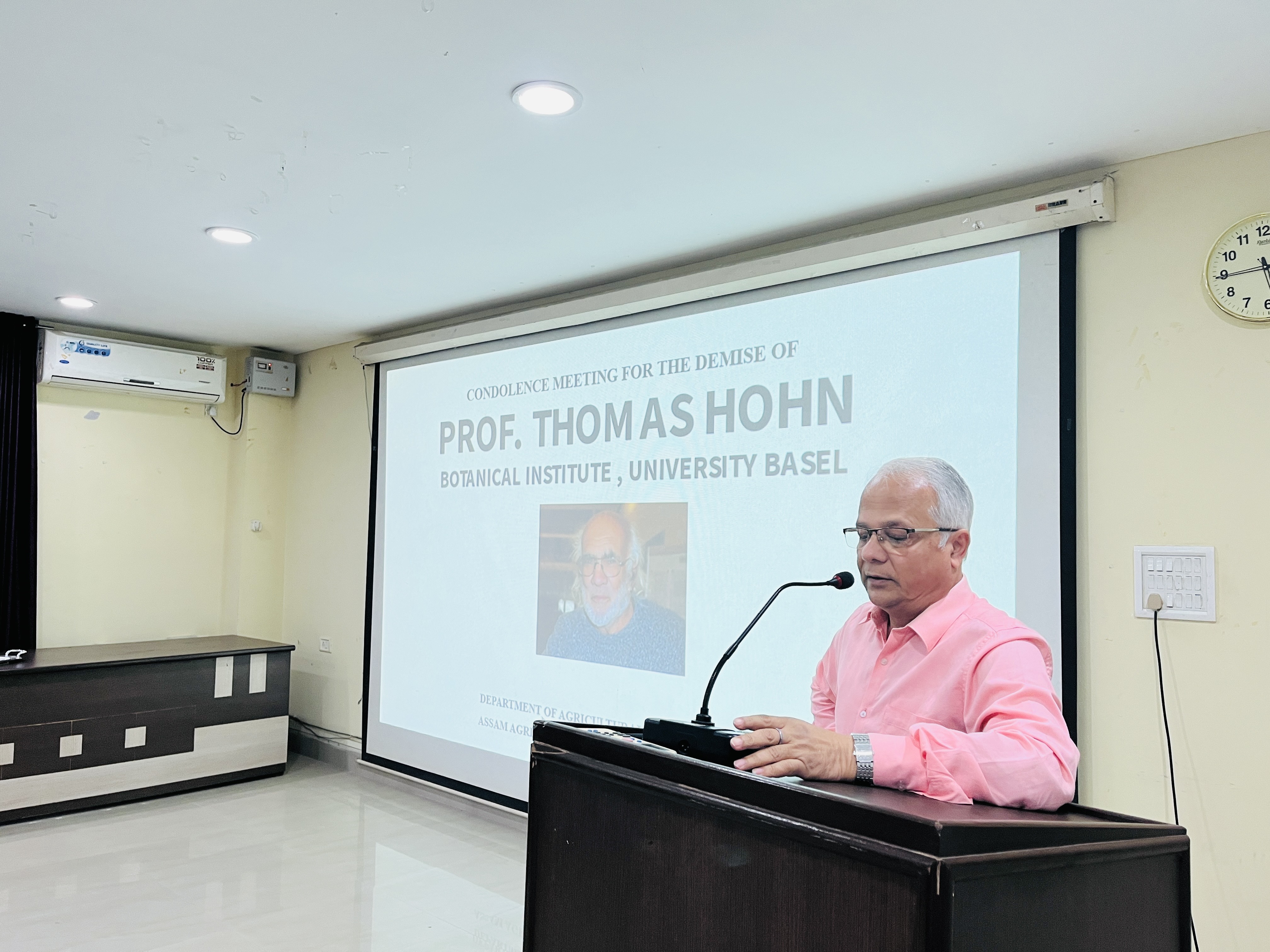 Condolence Meeting organised on the demise of Professor Thomas Hohn at DBT, AAU, Jorhat